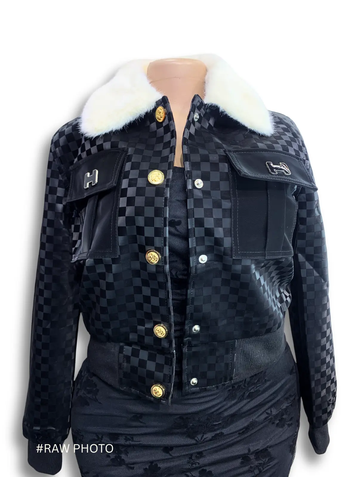 Fur-Collar Bomber Jacket - N/A tops available at theGirlyZone Kampala
